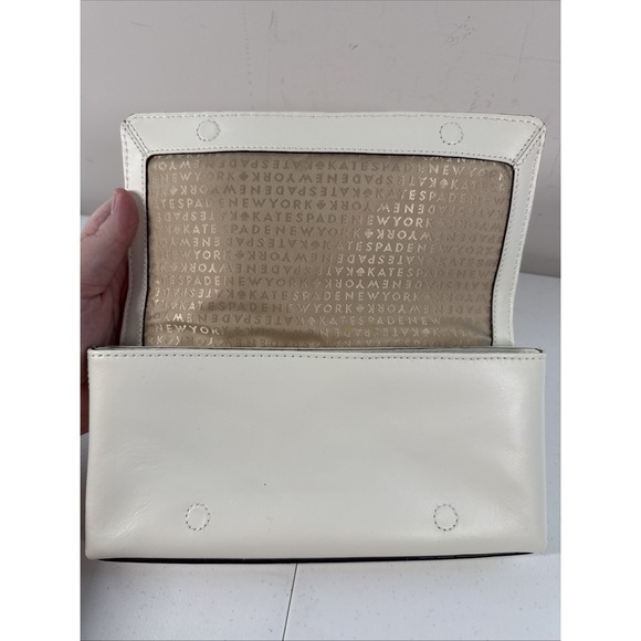 KATE SPADE Montford Park Straw Keira Bow Clutch Purse Cream Natural Leather Bag - Picture 5 of 11